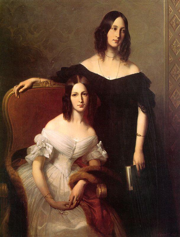 Louis-Edouard Dubufe Portrait of Two Sisters oil painting picture